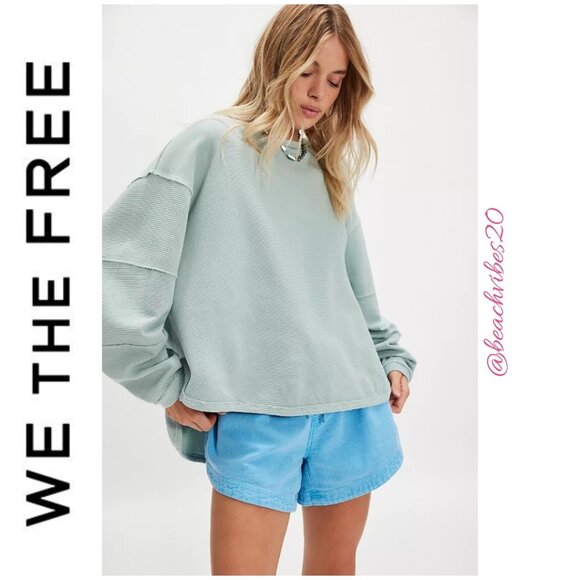 WE THE FREE BY FREE PEOPLE Total Eclipse Tee Polar Fog Large NWT - Picture 1 of 4